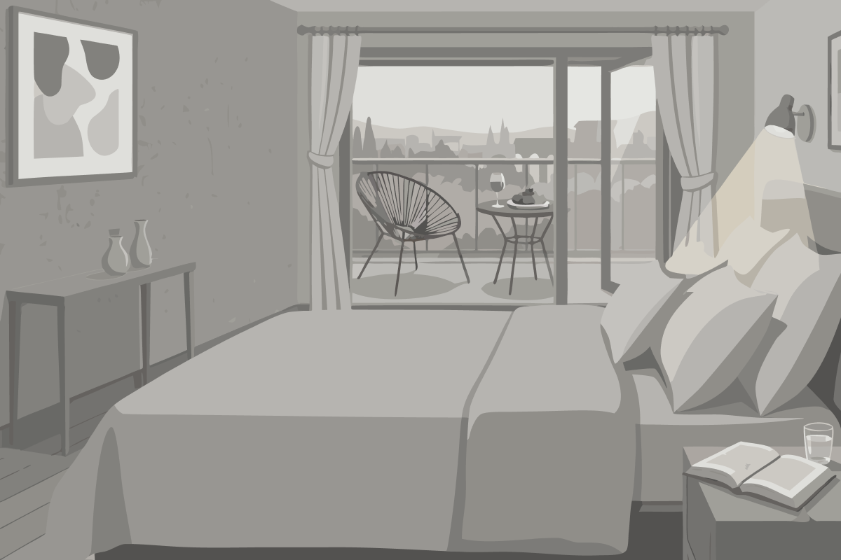 Vierbettzimmer mit Terrasse